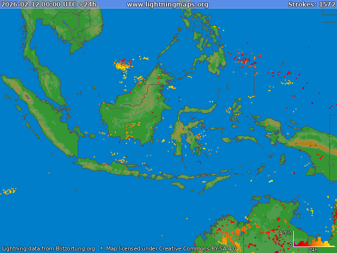 Lightning map Indonesia 2026-02-12