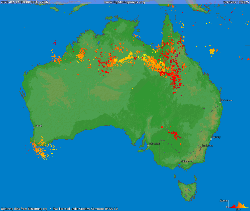 Lightning map Australia (Big) 2026-02-14