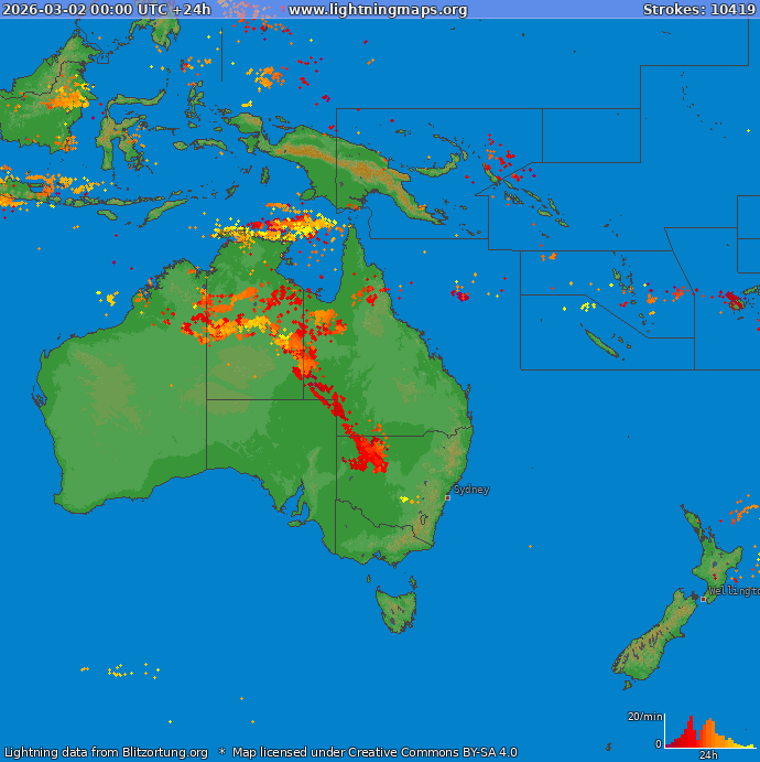 Lightning map Oceania 2026-03-02