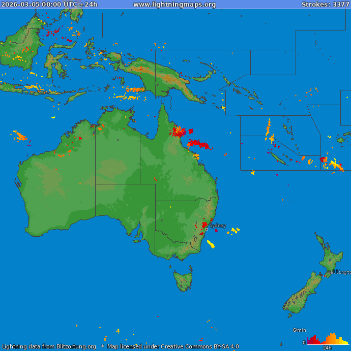 Mapa wyładowań Oceania 2026-03-05