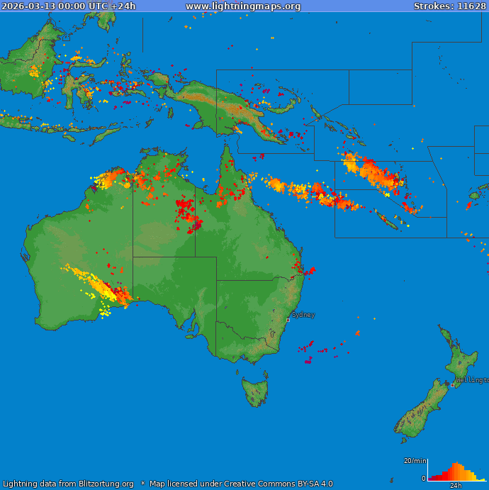 Blitzkarte Ozeanien 13.03.2026