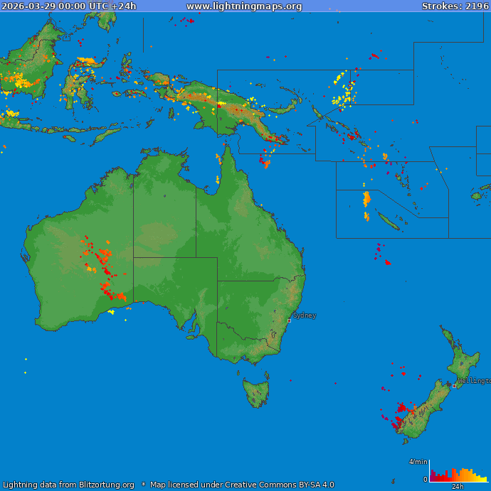 Lightning map Oceania 2026-03-29