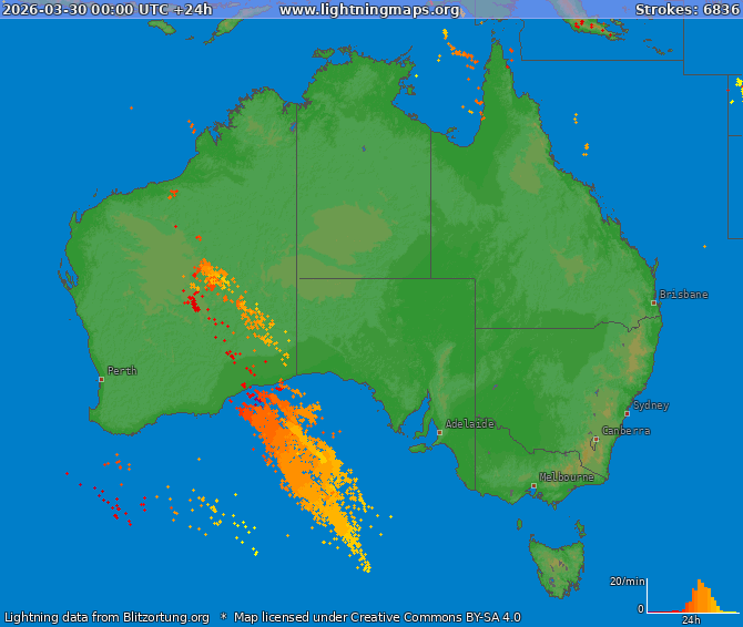 Lightning map Australia 2026-03-30