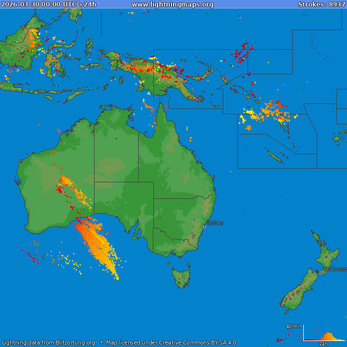 Zibens karte Okeānija 2026.03.30