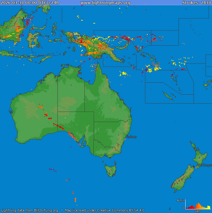 Lightning map Oceania 2026-03-31