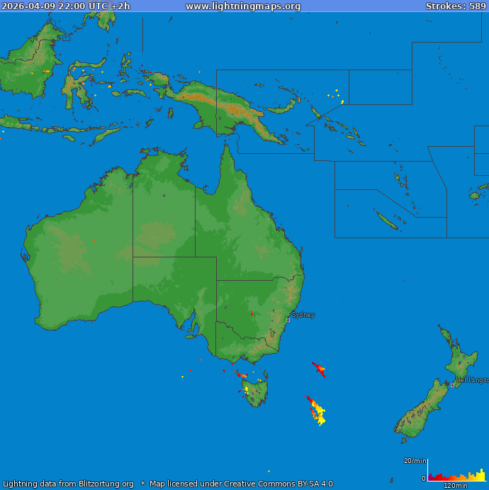 Lightning map Oceania 2026-04-10 (Animation)
