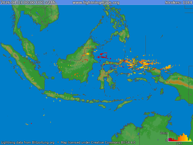 Lightning map Indonesia 2026-04-13
