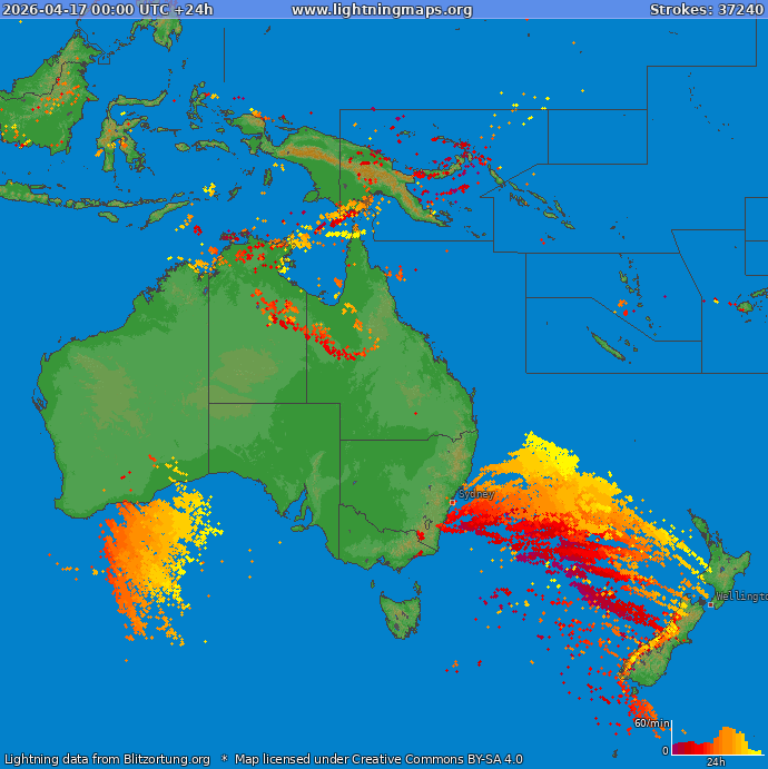 Lightning map Oceania 2026-04-17