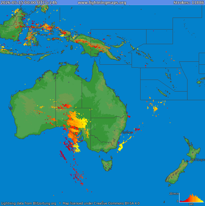 Lightning map Oceania 2026-05-15