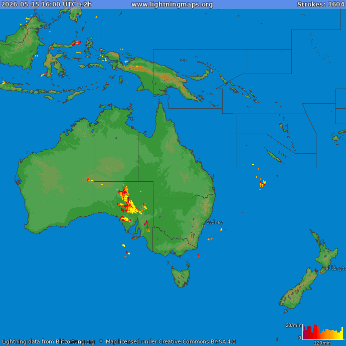 Carte de la foudre Oceania 15/05/2026 (Animation)