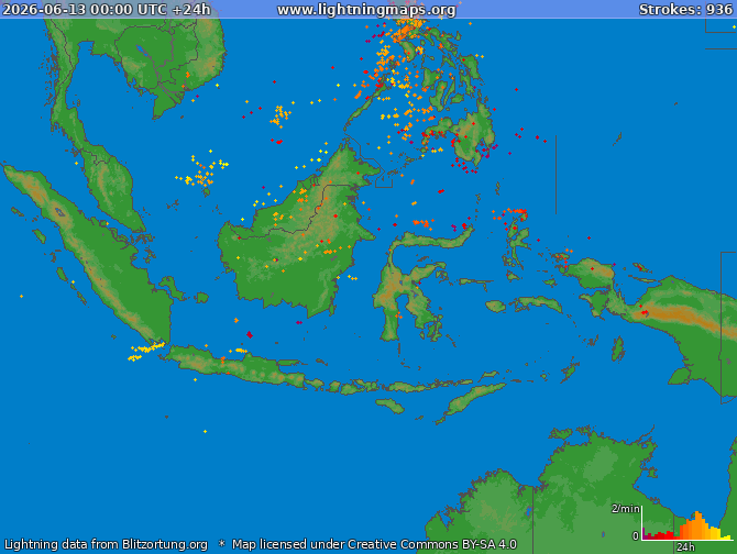 Lightning map Indonesia 2026-06-13