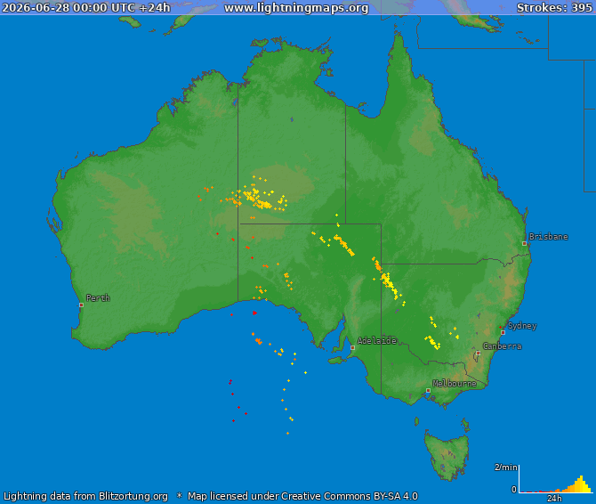 Lightning map Australia 2026-06-28