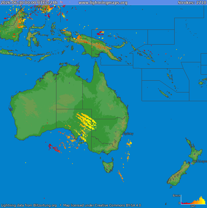 Carte de la foudre Oceania 30/06/2026