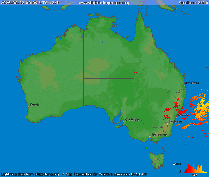 Lightning map Australia 2026-08-12