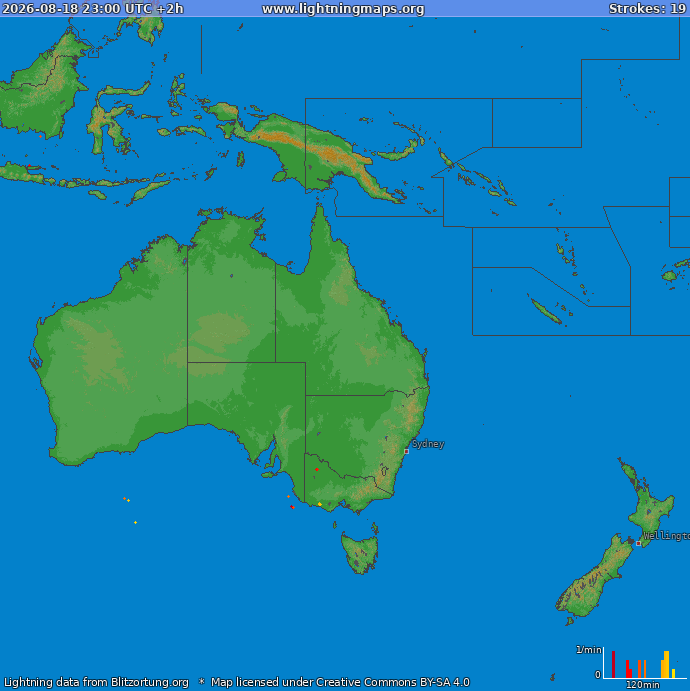 Lightning map Oceania 2026-08-18 (Animation)
