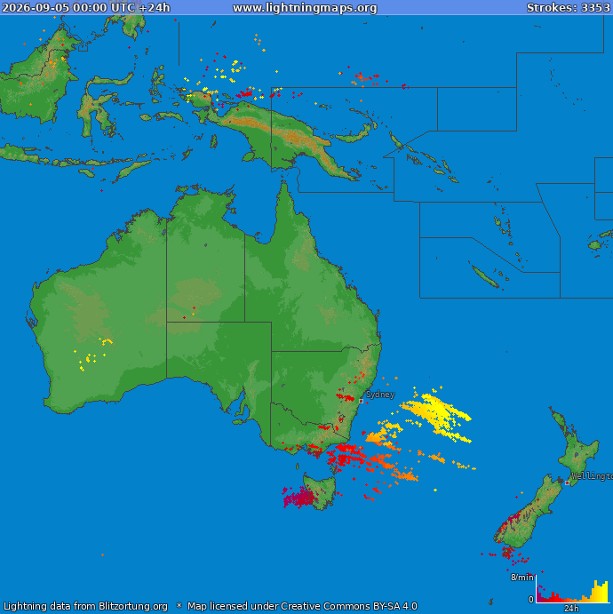 Carte de la foudre Oceania 05/09/2026