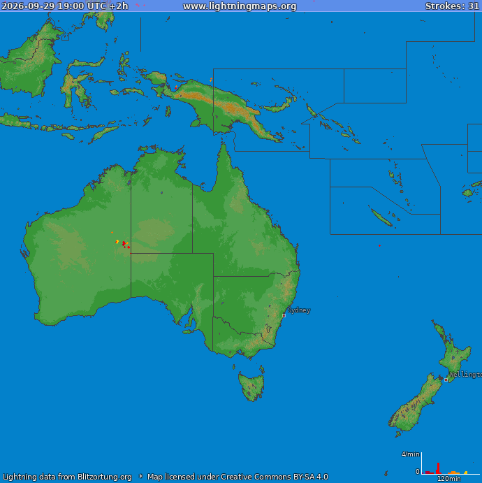 Lightning map Oceania 2026-09-29 (Animation)