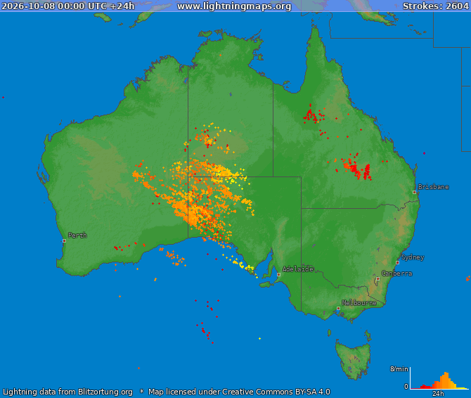 Lightning map Australia 2026-10-08