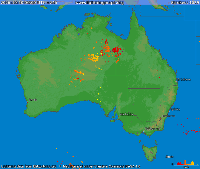 Lightning map Australia 2026-10-10
