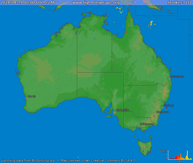 Lightning map Australia 2024-04-19