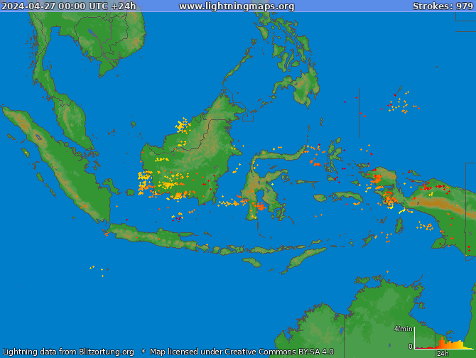 Mappa dei fulmini Indonesia 27.04.2024