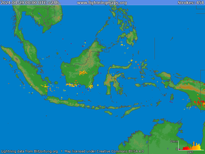 Carte de la foudre Indonesia 29/04/2024