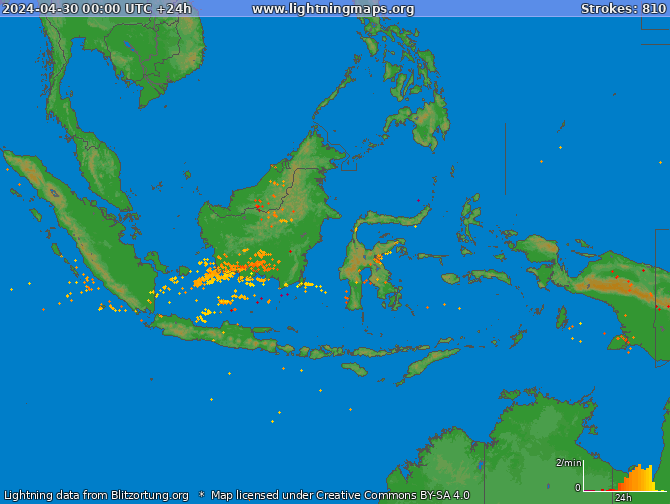 Carte de la foudre Indonesia 30/04/2024