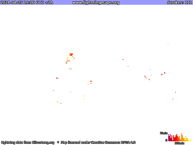 Carte de la foudre Indonesia 25/04/2024 (Animation)