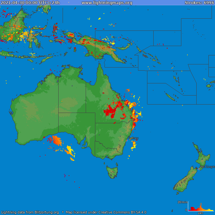 Mapa wyładowań Oceania 2021-04-30