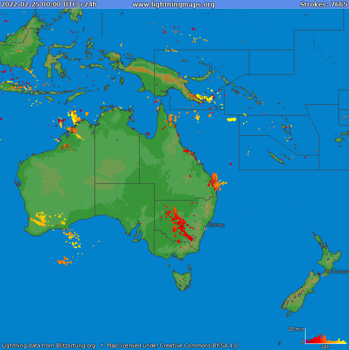 Lightning map Oceania 2022-02-25
