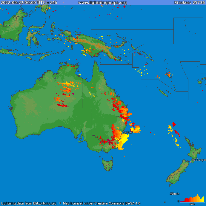 Lightning map Oceania 2022-09-27