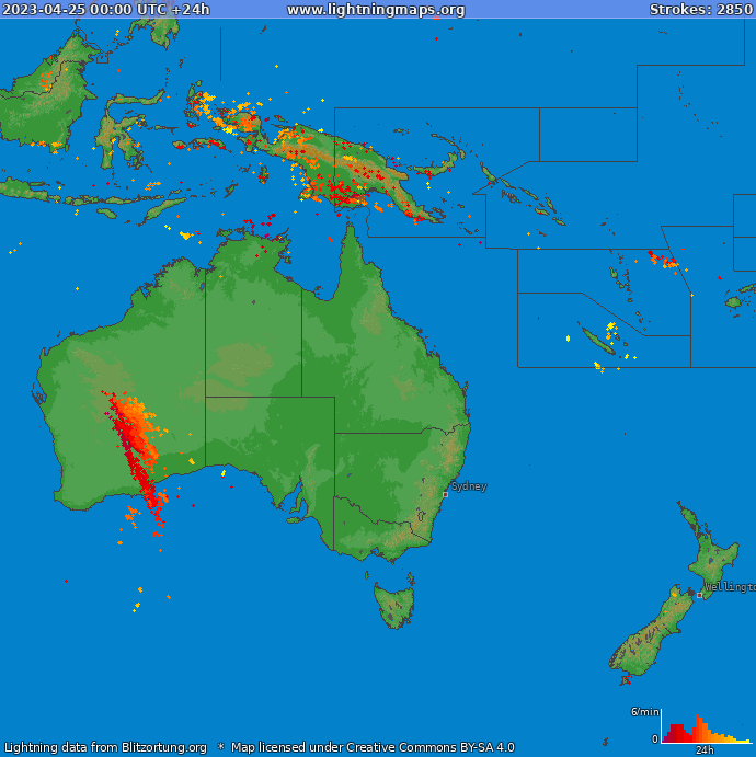 Carte de la foudre Oceania 25/04/2023