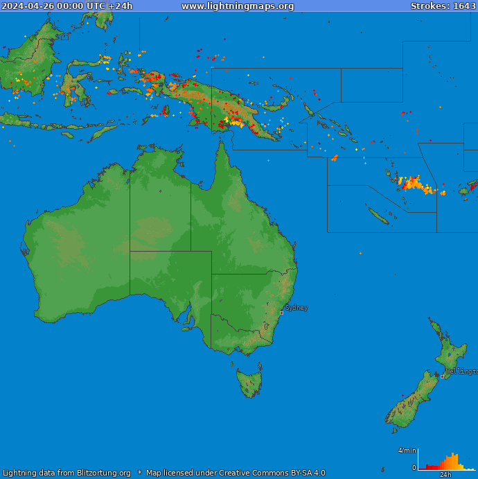 Carte de la foudre Oceania 26/04/2024