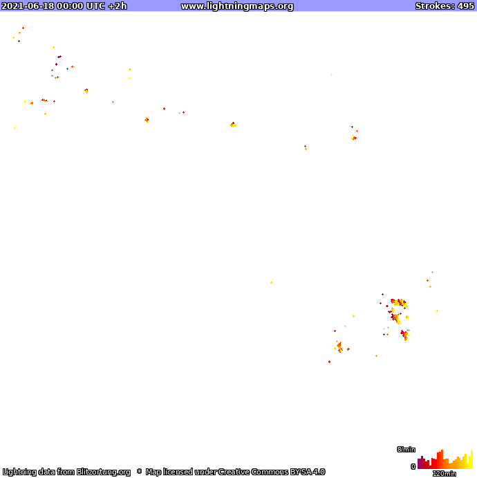 Mapa blesků Oceania 18.06.2021 (Animace)
