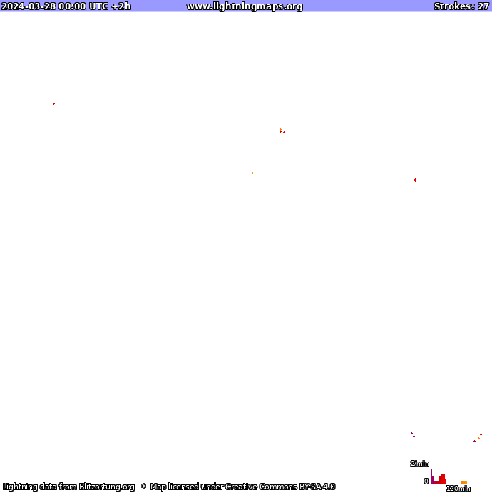 Карта блискавок Океанія 28.03.2024 (Анімація)