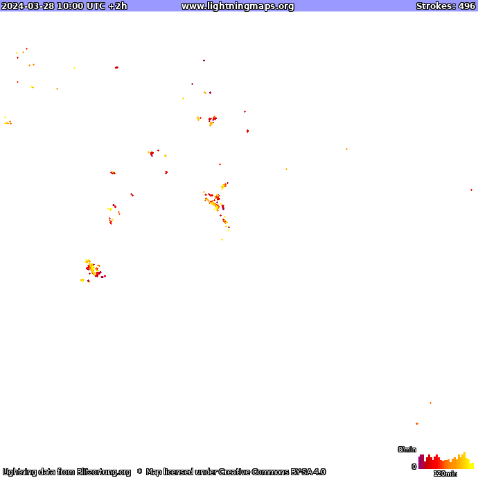 Карта блискавок Океанія 28.03.2024 (Анімація)