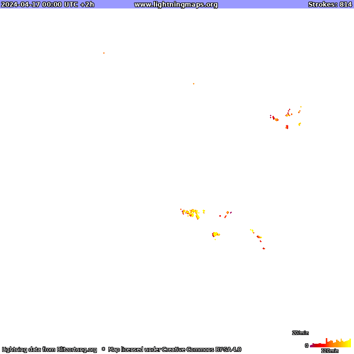 Carte de la foudre Oceania 17/04/2024 (Animation)