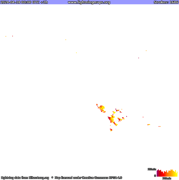 Carte de la foudre Oceania 18/04/2024 (Animation)