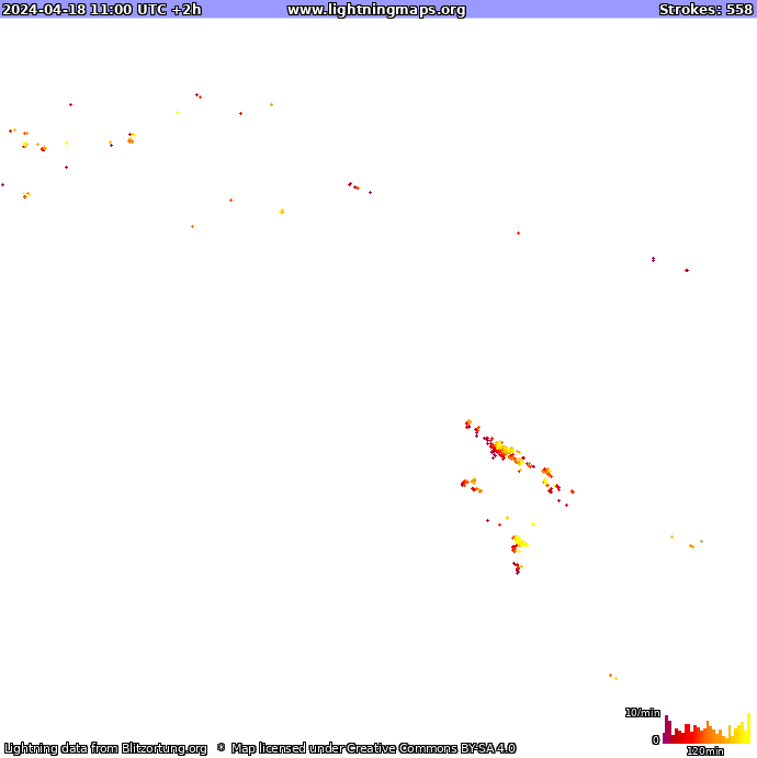 Lightning map Oceania 2024-04-18 (Animation)