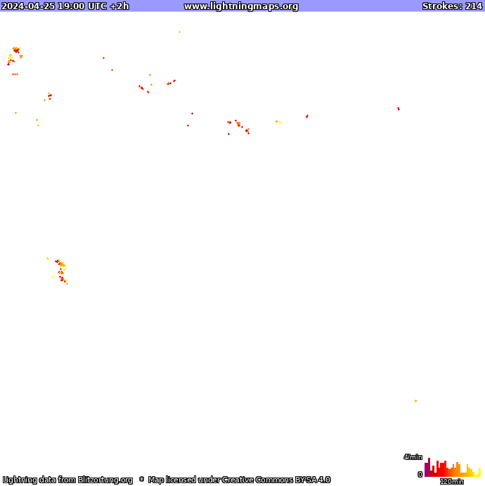 Карта блискавок Океанія 25.04.2024 (Анімація)